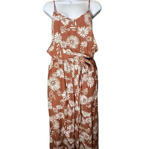 SO Goods for Life Women's Floral Jumpsuit Pants Summer Sleeveless Brown Small